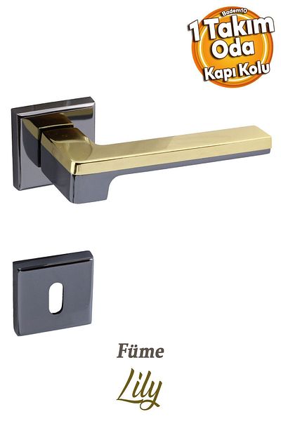 Badem10 (D1 SET) Defne Lux Smoked Gold Square Rosette Compatibil Mâner potrivit pentru dreapta și stânga Mânere uși camerei