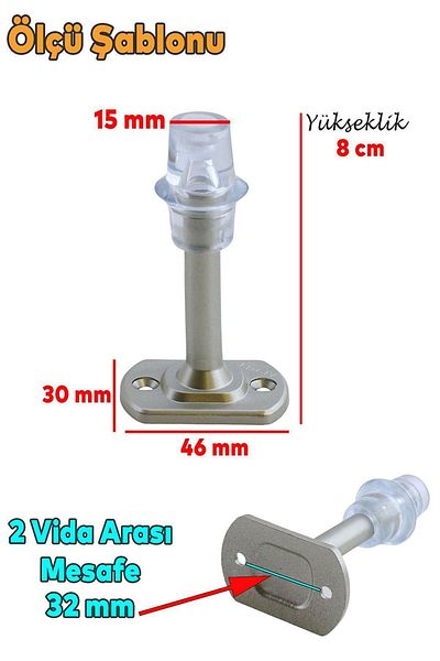 Badem10 Opritor de ușă din satin din plastic de 8 cm - siliconat, 5 buc