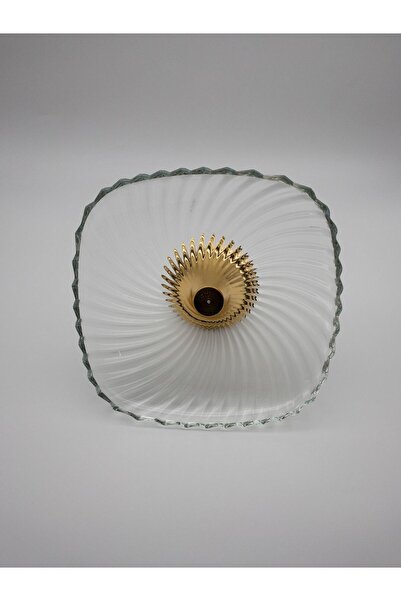 Fiyakalı Ürünler Atölyesi 2-Piece Gold Footed Ellipse and Square Glass Serving Bowl, Wrap, Stuffed, Salad, Fruit, and Cake Stand, Dowry Bowl