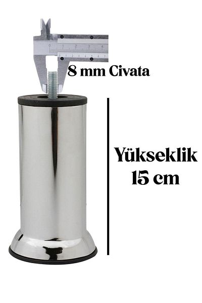Badem10 Picioare de ridicare pentru canapea extensibilă din metal cromat M8 - 15 cm 8 buc. Dinți fini Baza canapea Scaun Pat