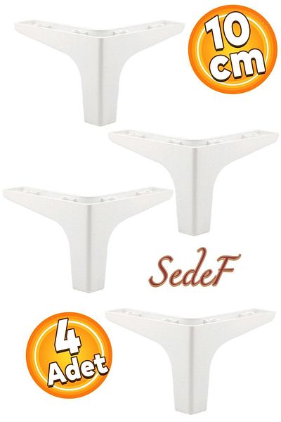 Badem10 Mobilier de lux Sedef Canapea Masuta de cafea Unitate TV Picioare fotoliu 10 cm Picioare albe (4 buc.)