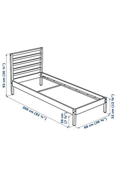 IKEA tek kişilik karyola, beyaz vernikli, 90x200 cm
