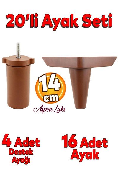 Badem10 Set de 20 de mobilier de lux Aspen Canapea Canapea Unitate TV Upgrade Suport Picior 14 cm Picioare de cafea
