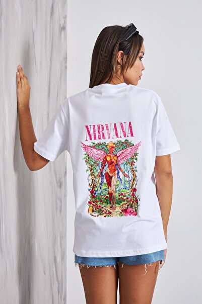 The Champ Clothing Tricou alb pentru damă cu imprimeu Angel Design Nirvana