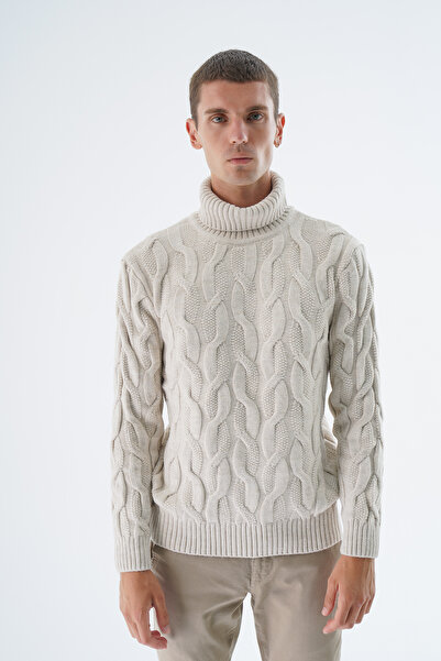 Trist Star Pulover tricotat pentru bărbați, cu gât roscat, împletit cu orez -...