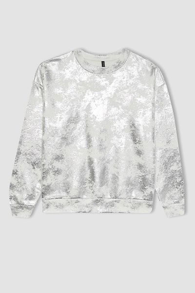 DeFacto Thick and Tie-Dye Patterned Crew Neck Sweatshirt - B9956ax23wn
