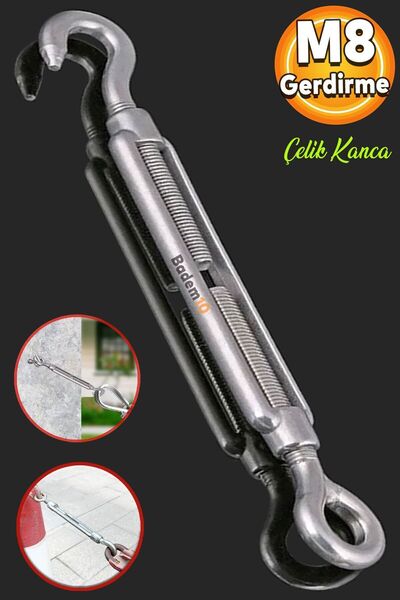 Badem10 Çelik Kanca M8 Yük Halat Gerdirme Galvanizli Paslanmaz Yük Gergi Demi...