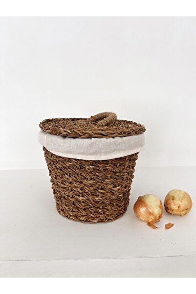 KaiHome İç Korumalı Hasır Yuvarlak Sebzelik / Patates Soğan Sepeti