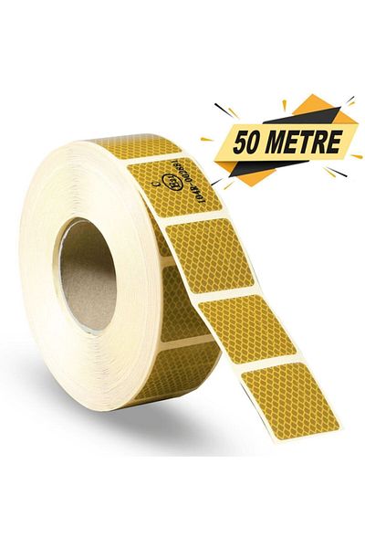 Badem10 50 Mt Yellow Reflective Phosphorescent Strip Tape - Tuvturk Approved, Cut Off