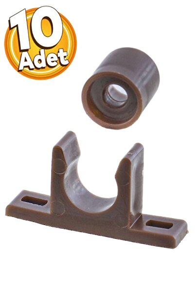Badem10 Mobilya Dolap Kapak Tutucu Plastik Çıt Çıt Kahverengi (10 Adet)