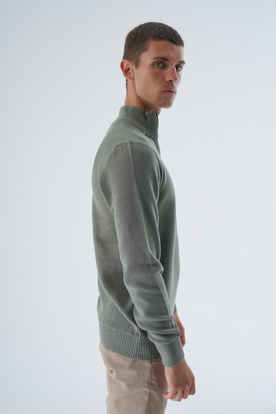 Trist Star Ανδρικό πλεκτό πουλόβερ με φερμουάρ 100% βαμβακερό γιακά Trist-1191