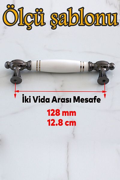 Badem10 Mira (PREMIUM) Porțelan alb cu dungi afumate 128 mm Mobilier Bucătărie Sertar Dulap Mâner Mâner