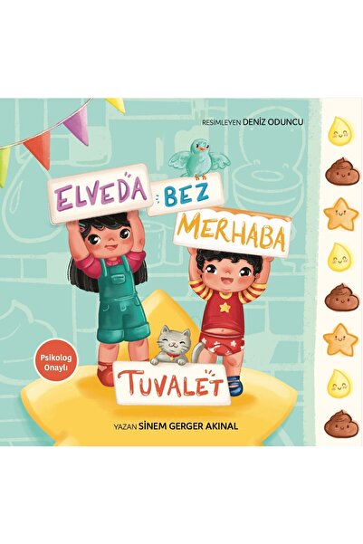 bebek ve uyku Tuvalet Eğitimi Kitabı, Panolu, Stickerlı - Çocuklara Özel - 22x22 - Elveda Bez Merhaba Tuvalet