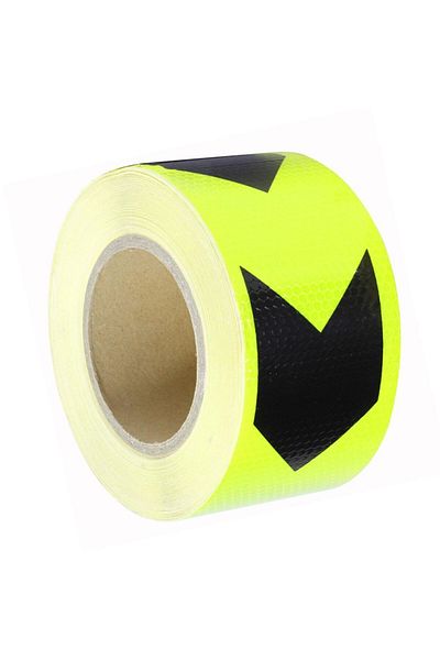 Badem10 10 Mt Highlighter Strip Tape for Vehicle with Reflector - 7.5 Cm Yellow-Black Warning