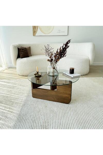 NEOstill - Mia Masif Sehpa / Ceviz & Şeffaf Cam