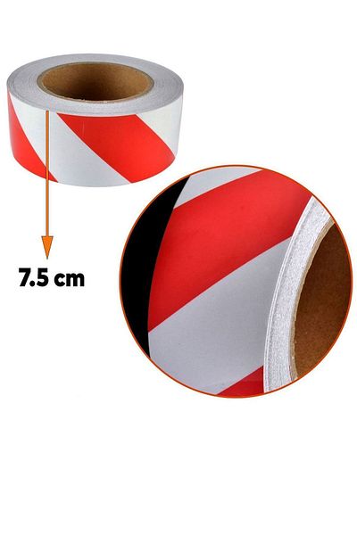 Badem10 Red White 7.5 Cm 1 Mt Reflective Phosphorescent Vehicle Strip Tape