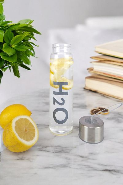 Digithome قارورة زجاجية رمادية سعة 400 مل - غطاء معدني H2O، C1-1-18