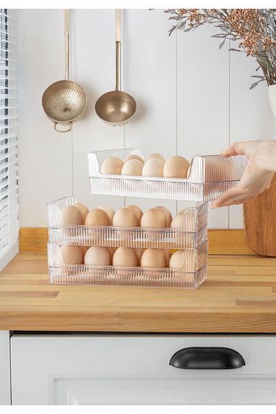 Hayveys 10 Compartment Egg Storage Organizer - with Compartments and Refrigerator
