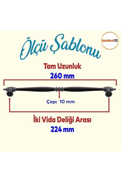 Badem10 Dulap cu sertar de bucătărie Honeycomb - Mâner metalic negru Kulbi 224 mm