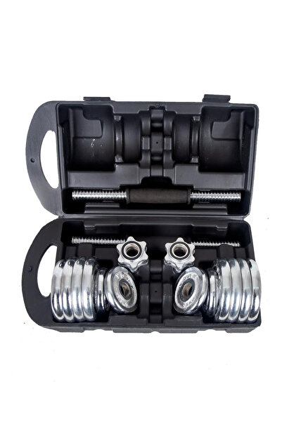 HEPİTOP Çantalı Döküm Plaka Dambıl Seti 20 Kg Krom Dumbbell Set