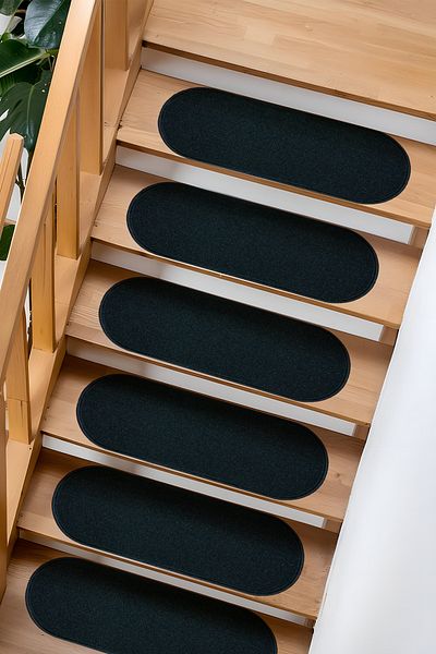 Stepmat Set of 16 Black Capsule Curls - Economical Step and Stair Mat from Carpet