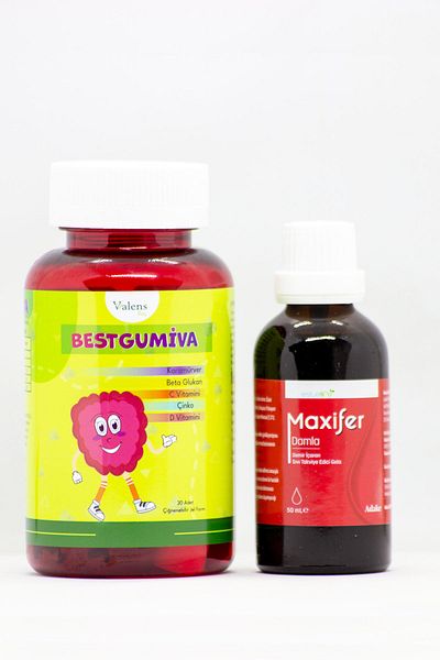 Valens Bestgumiva Dew Containing Vitamins and Minerals - 30 Tb Maxifer Iron Drop 50ml