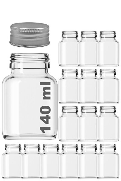 Afracam 140 ml Şeffaf Tablet Metal Gümüş Silver Kapaklı 140 Cc Hap Şişesi Cam...
