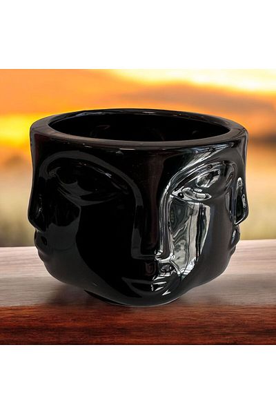 618 CONCEPT Havelka Suratli Shiny Black Decorative Small Size Pot