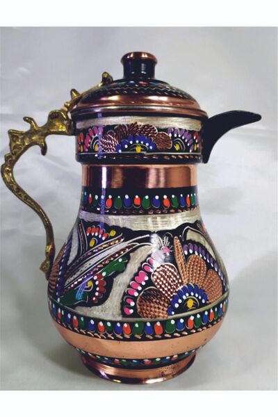 BAKIR Gül Çiçek Kapaklı Klasik Işlemeli Sürahi