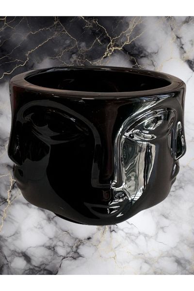 618 CONCEPT Havelka Suratli Shiny Black Decorative Small Size Pot