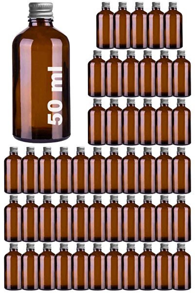 Afracam 50 ml Amber Metal Gümüş Kapak Shot Şişesi 50 Cc Kolonya Koku Hediyeli...