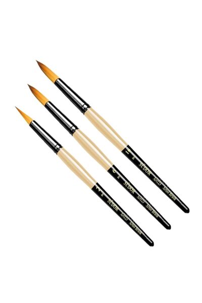 Südor 123 Seri Sentetik Yuvarlak Uçlu Suluboya Fırça Seti 3'lü No: 2-6-10