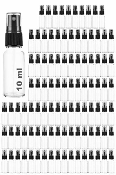 Afracam 10 ml Şeffaf Kapaklı Siyah Sprey 10 Cc Fısfıs Kolonya Dezenfektan Cam...