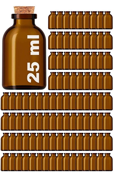 Afra Tedarik 25 ml Amber Penisilin Mantar Tıpalı Yuvarlak 25 Cc Kahverengi Bo...