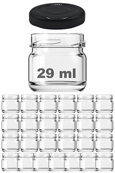 Afracam 29 ml Metal Siyah Kapaklı 29 Cc Küçük Numune Cam Kavanoz 25 Adet