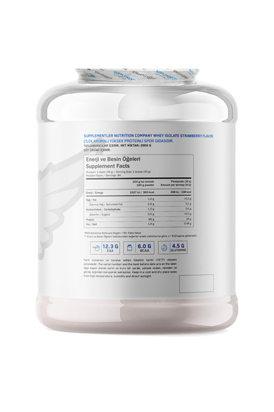 Supplementler Whey Isolate 2000 gr - Çilek