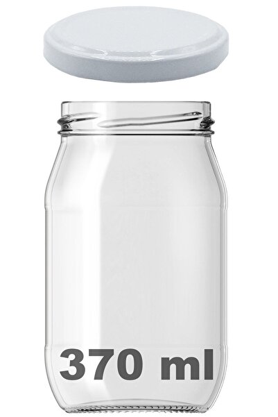 Afracam 370 ml Metal Beyaz Konserve Kapaklı 370 Cc Şeffaf Cam Kavanoz 1 Adet