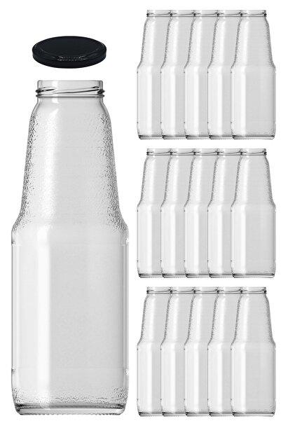 Afracam 15 قطعة عصير شفاف 1000 مل - زجاجة زجاجية فارغة بغطاء معدني