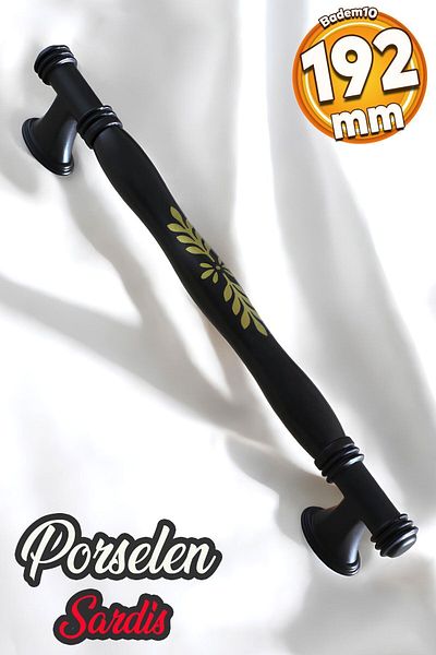 Badem10 Sardis (PREMIUM) Porțelan adevărat Negru mat 192 mm Mobilier Bucătărie Sertar Dulap Mâner Mâner