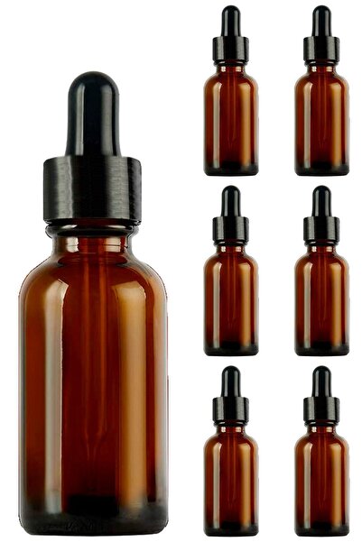 Afracam 50 ml Amber Cam Damlalık Serum Şişesi 50 Cc Siyah Metal Kapaklı Kahve...
