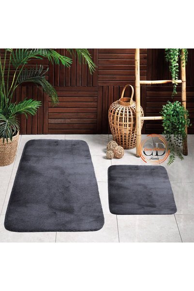 Casa Deluxe Home 2'li Antrasit (80X50-50X40) Peluş Post Yumuşak Yıkanabilir B...