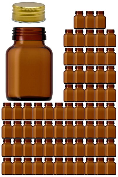 Afracam 140 ml Amber Tablet Metal Gold Kapaklı 140 Cc Hap Şişesi Cam Ilaç Şiş...
