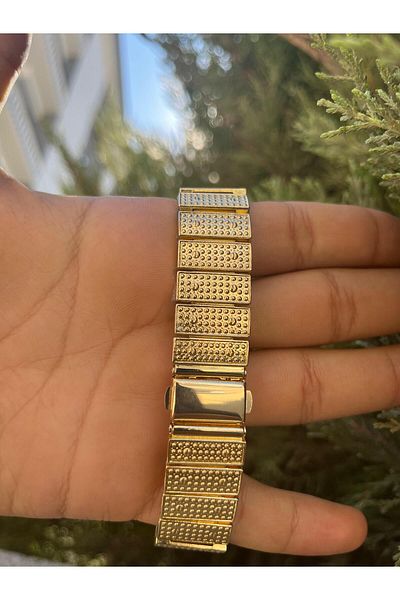 Gold Power Luxury Women's Wristwatch with Metal Cord and Jewellers - with Calendar and Arabic Numerals