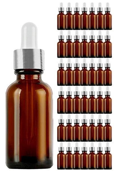 Afracam 20 ml Amber Cam Damlalık Serum Şişesi 20 Cc Gümüş Metal Kapaklı Kahve...