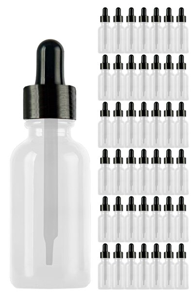 Afracam 20 ml Şeffaf Cam Damlalık Serum Şişesi 20 Cc Siyah Metal Kapak Beyaz ...