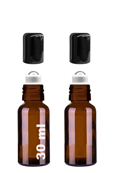 Afracam 30 ml Amber Çelik Roll On Şişesi 30 Cc Sızdırmaz Siyah Kapaklı Kahver...