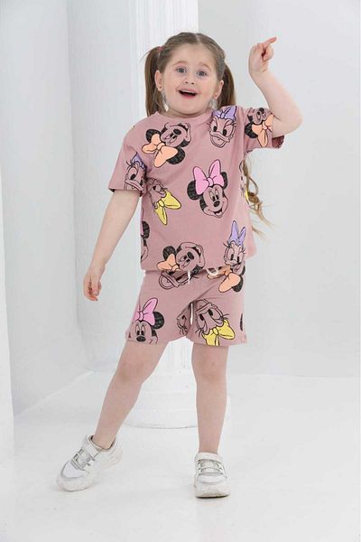 BUUFUU Summer Girls Printed Short Sleeve Shorts Bottom Top Double Set