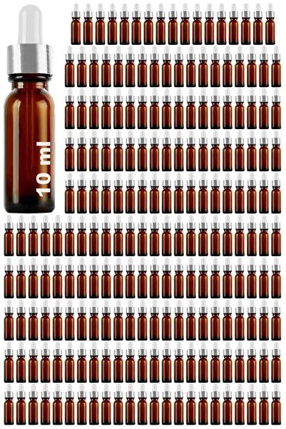 Afracam 10 ml Amber Cam Damlalık Serum Şişesi 10 Cc Gümüş Metal Kapaklı Kahve...