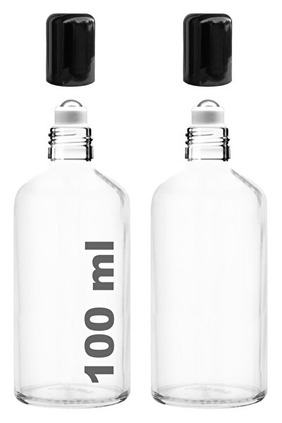 Afracam 100 ml Şeffaf Çelik Roll On Şişesi 100 Cc Sızdırmaz Siyah Kapaklı Cam...