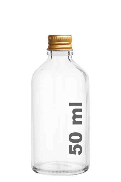 Afracam 50 ml Şeffaf Metal Gold Kapak Shot Şişesi 50 Cc Kolonya Koku Hediyeli...